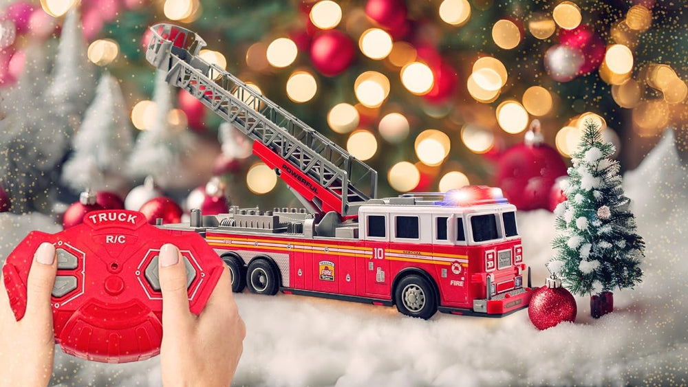 Durable MCNICK & COMPANY RC fire truck designed for indoor and outdoor play.