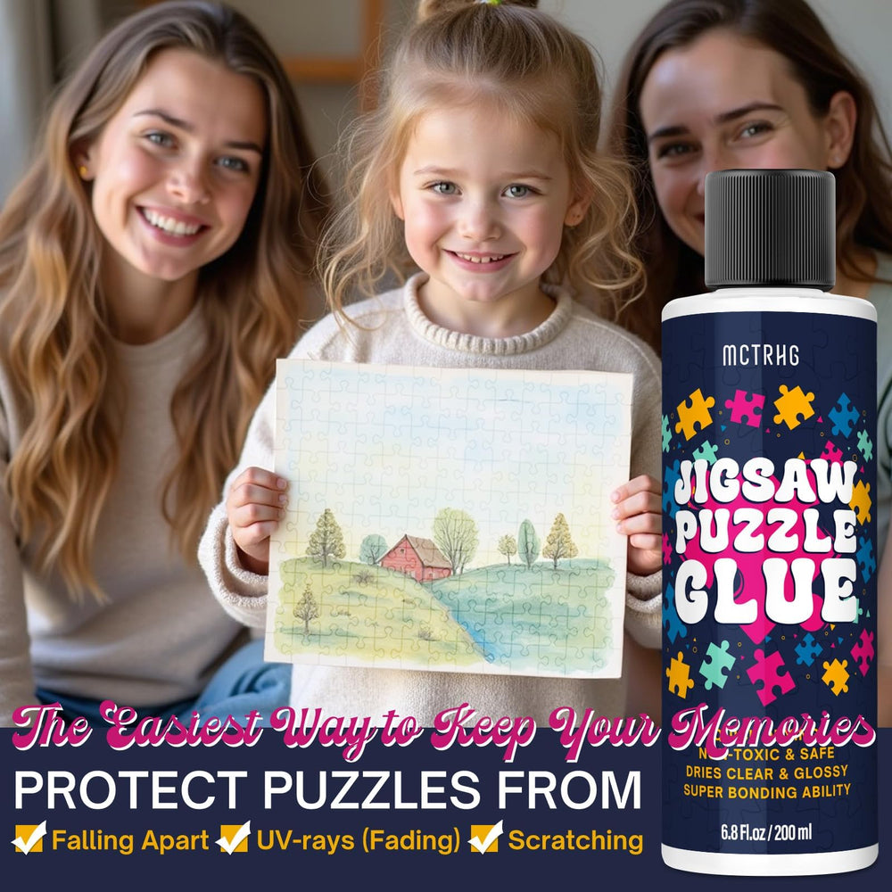 MCTRHG Puzzle Glue non-toxic label emphasizes safe, family-friendly use.