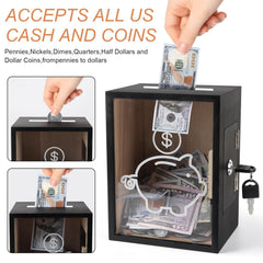 Mczxon lock and two keys secure coins without breaking.