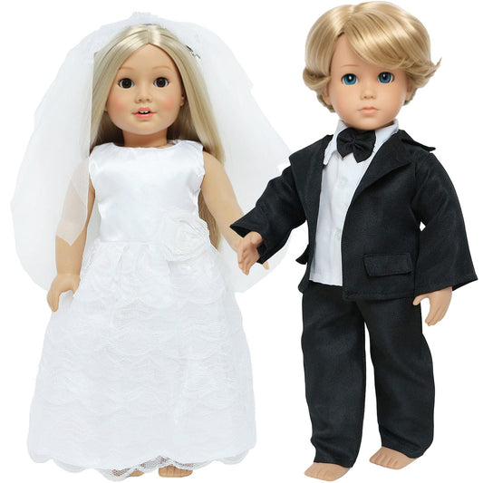 MCZQXW 18-inch doll wedding dress with veil for imaginative play and dress-up moments.