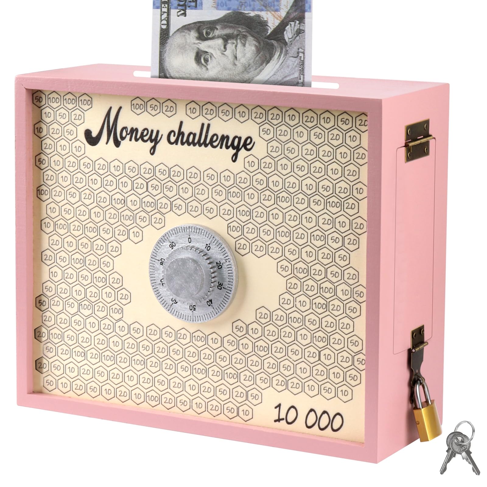 Mczxon 10000 savings box front view in pink, compact and inviting for daily use.