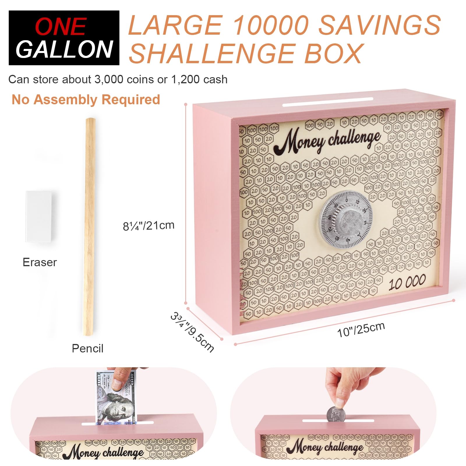 Mczxon 10000 savings box with lock and keys for secure savings.