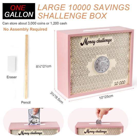 Mczxon 10000 savings box with lock and keys for secure savings.