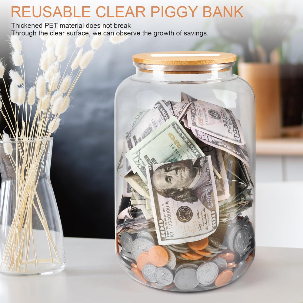 Mczxon display-ready money jar adds style to desks and shelves.