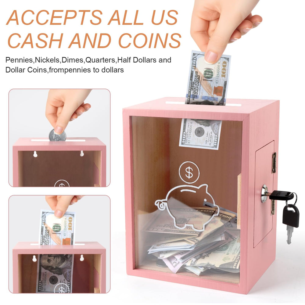 Mczxon large-capacity piggy bank holds thousands of coins and bills.