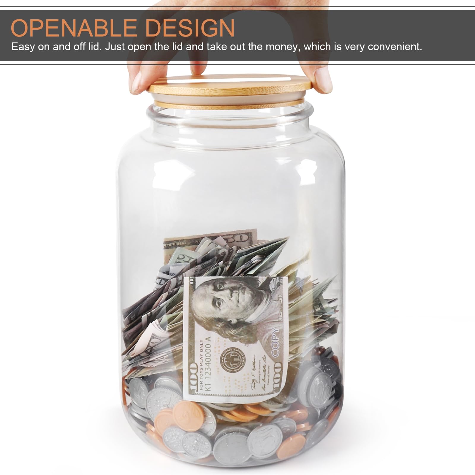 Mczxon openable lid enables easy deposits and quick withdrawals.