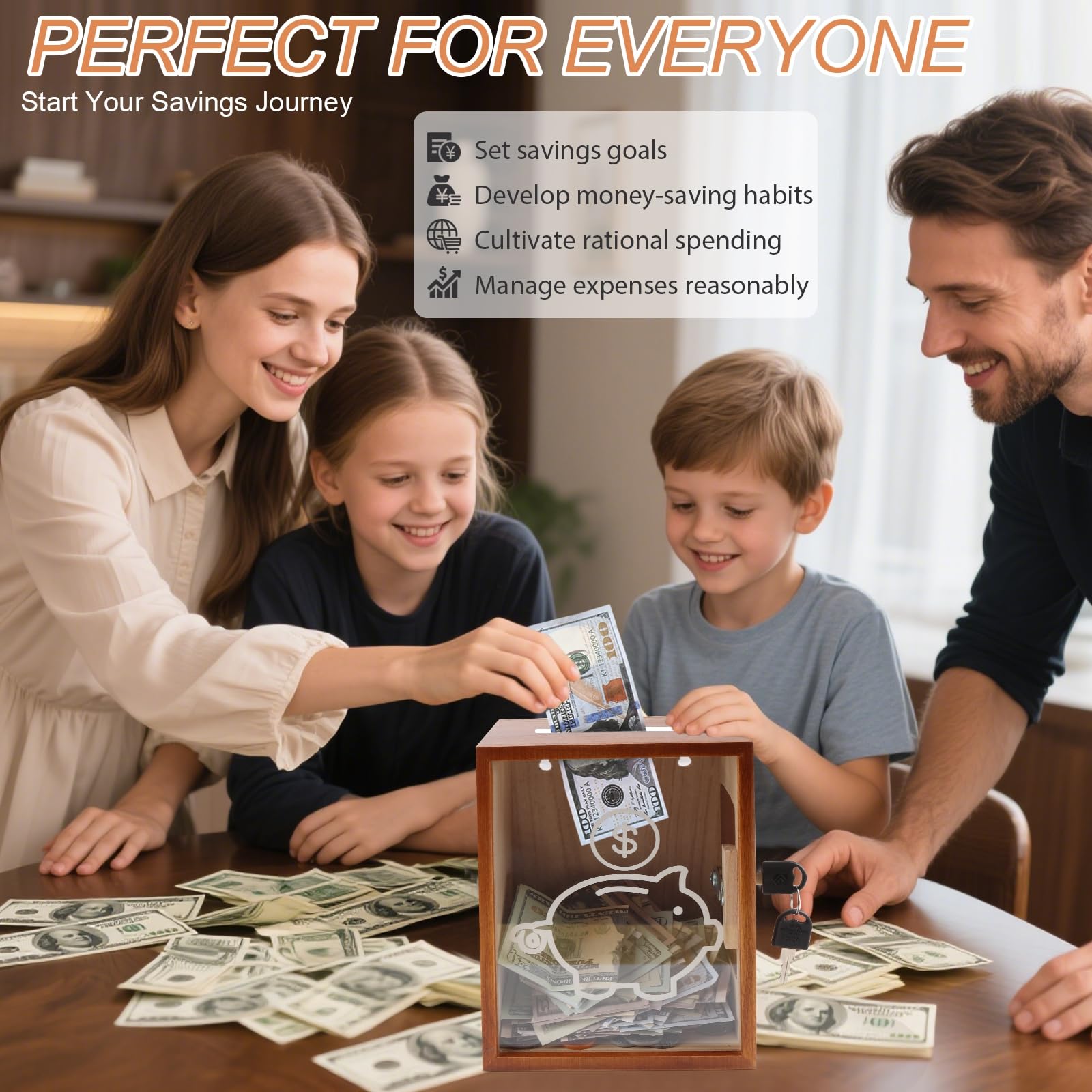 Mczxon piggy bank dimensions six by four and three-quarters by seven and seven-eighths inches