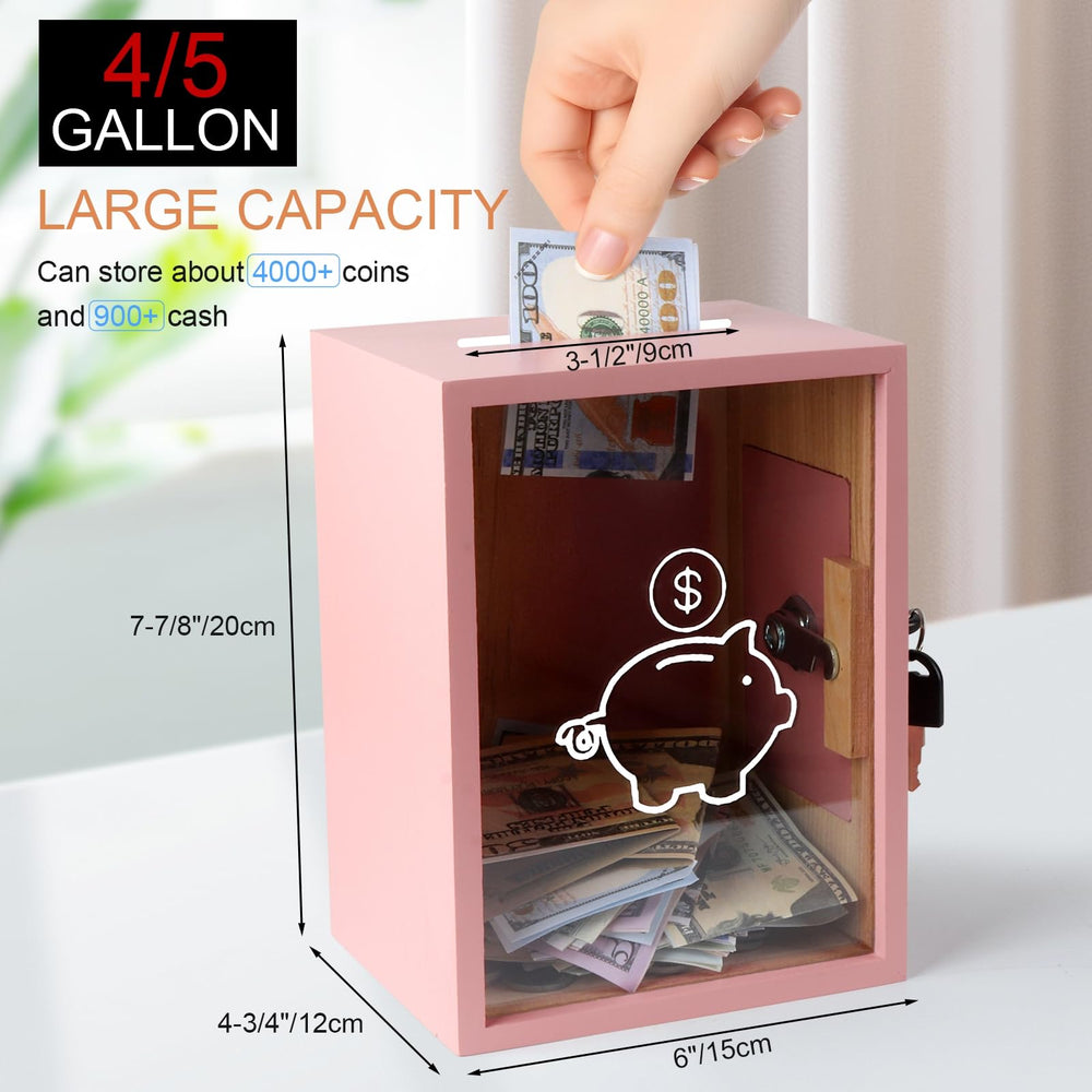 Mczxon pink piggy bank slot close-up highlights coin insertion and visibility.