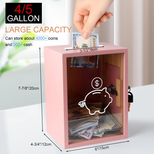 Mczxon pink piggy bank slot close-up highlights coin insertion and visibility.