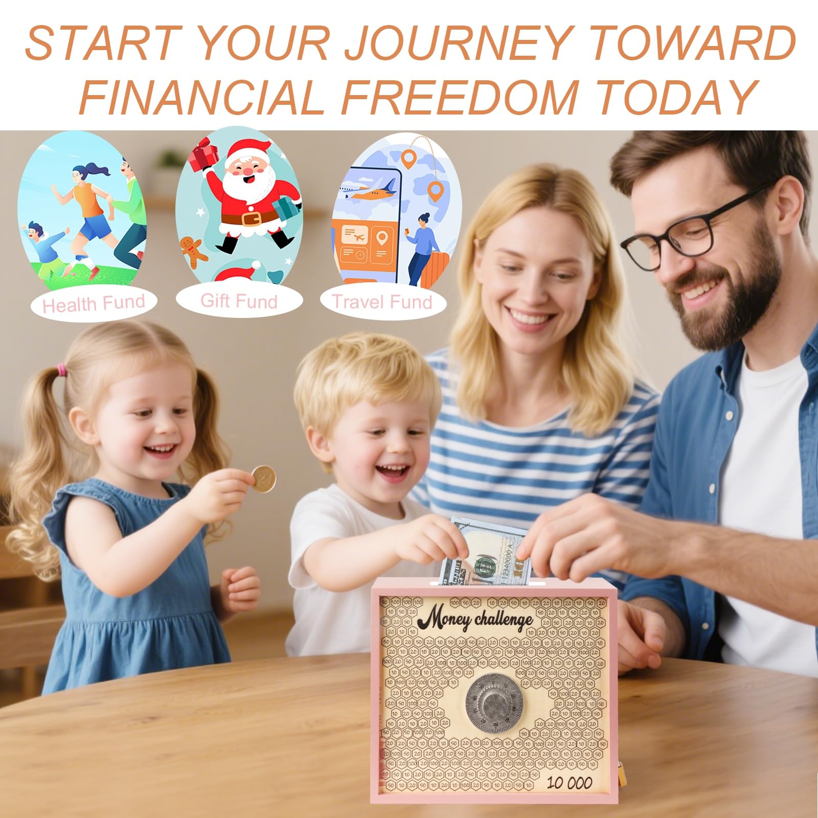 Mczxon savings box daily-tracking feature helps build saving habits.