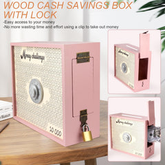Mczxon wooden savings box open lid showing spacious interior slot.