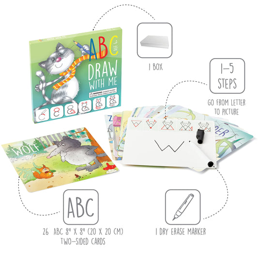 MD CREATIVE 26 ABC flashcards displayed for letter recognition and tracing.
