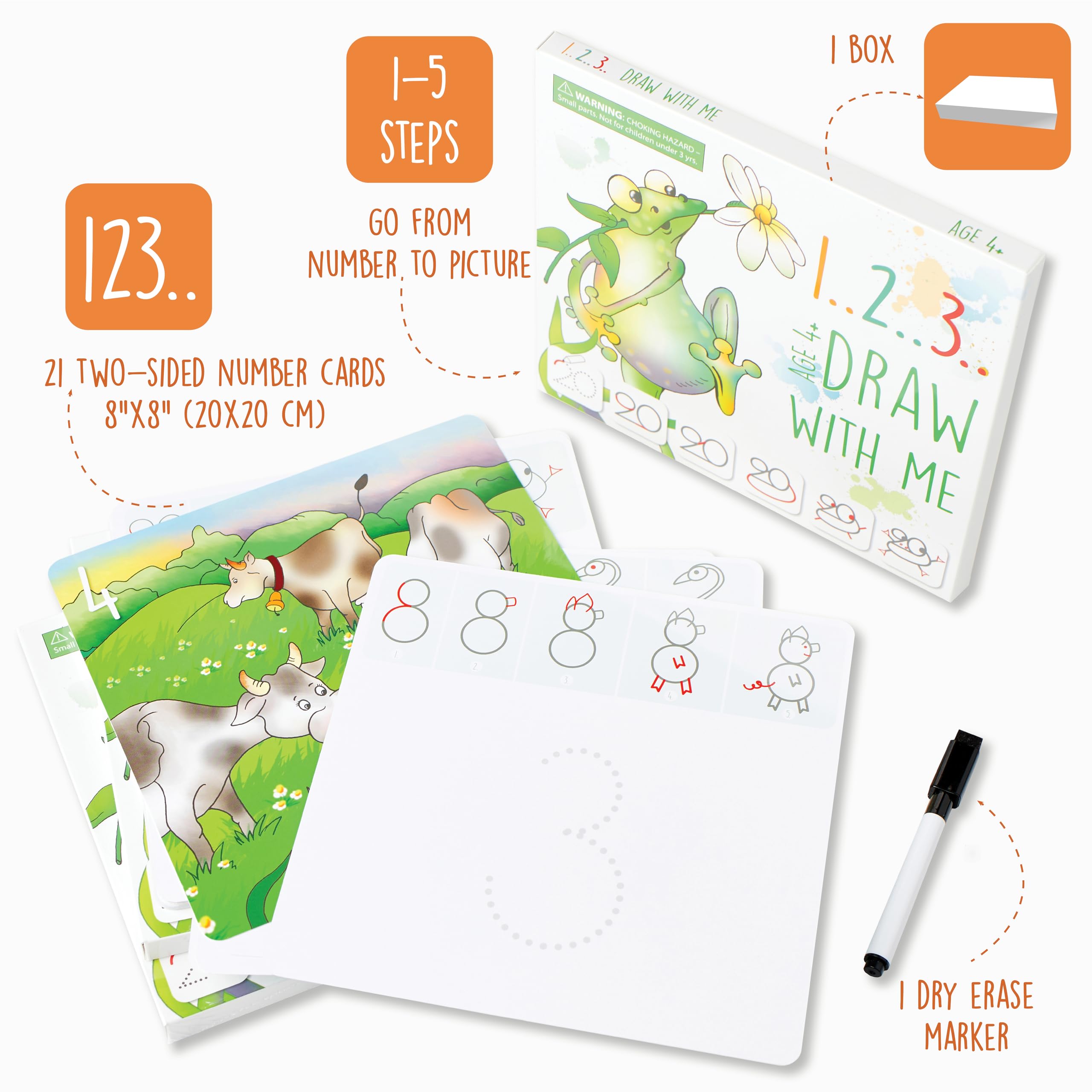 MD CREATIVE two-sided cards featuring numbers and illustrations for counting