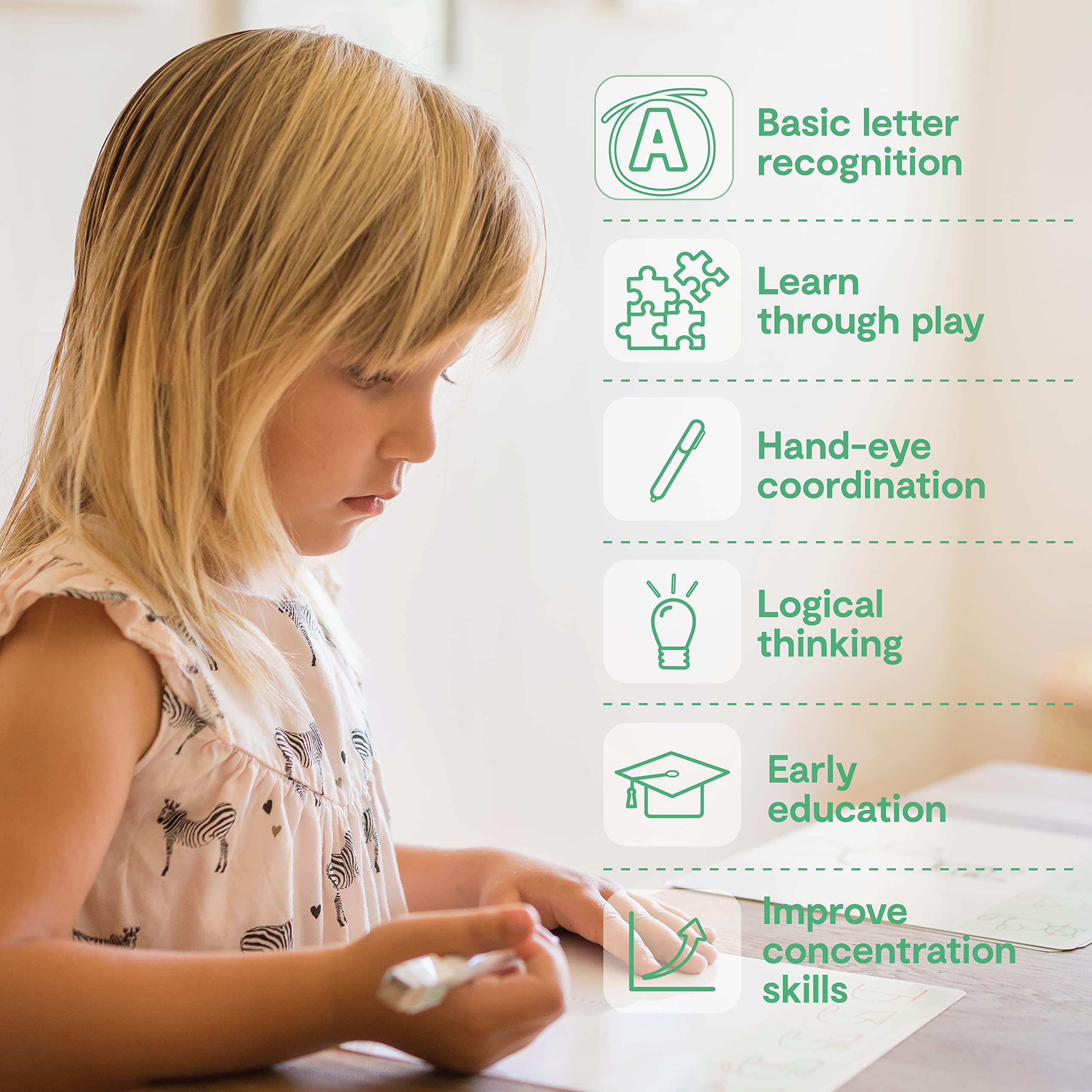 MD CREATIVE two-sided flashcards enabling repeated tracing and drawing activities.