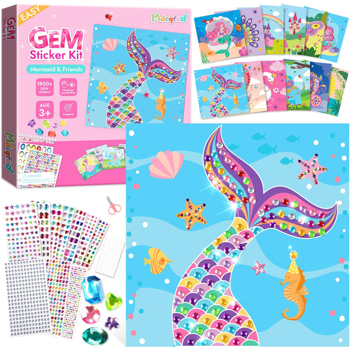 MDCGFOD Diamond Art Kit mermaid theme with 1800 gems for immersive creativity
