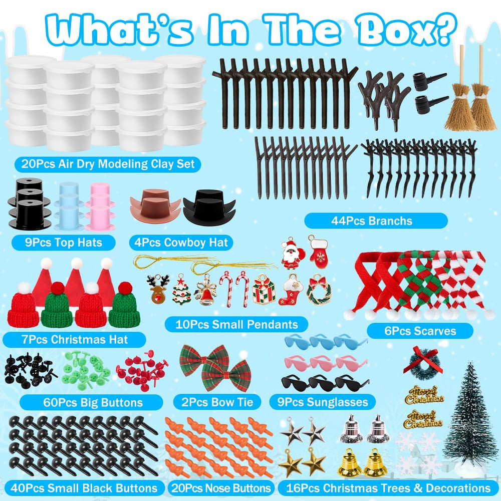 MDCGFOD Snowman Kit includes hats, scarves, and buttons for styling