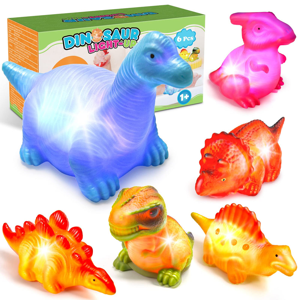 MDINGTD glow dinosaur bath toys six-pack for engaging bath time