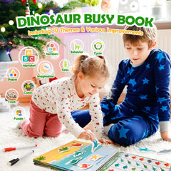 MDINGTD dinosaur busy book alphabet page helps preschoolers practice letters with visuals.