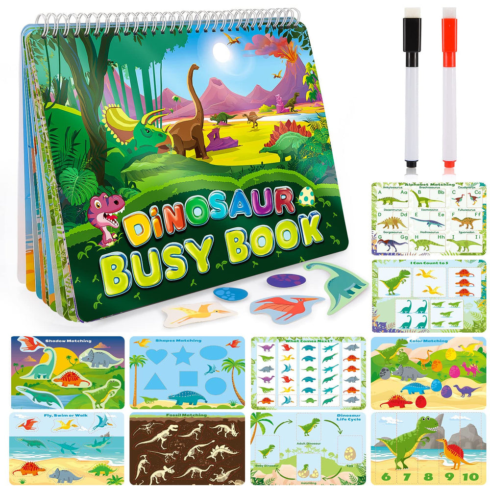 MDINGTD dinosaur busy book cover invites toddlers to start hands-on learning.
