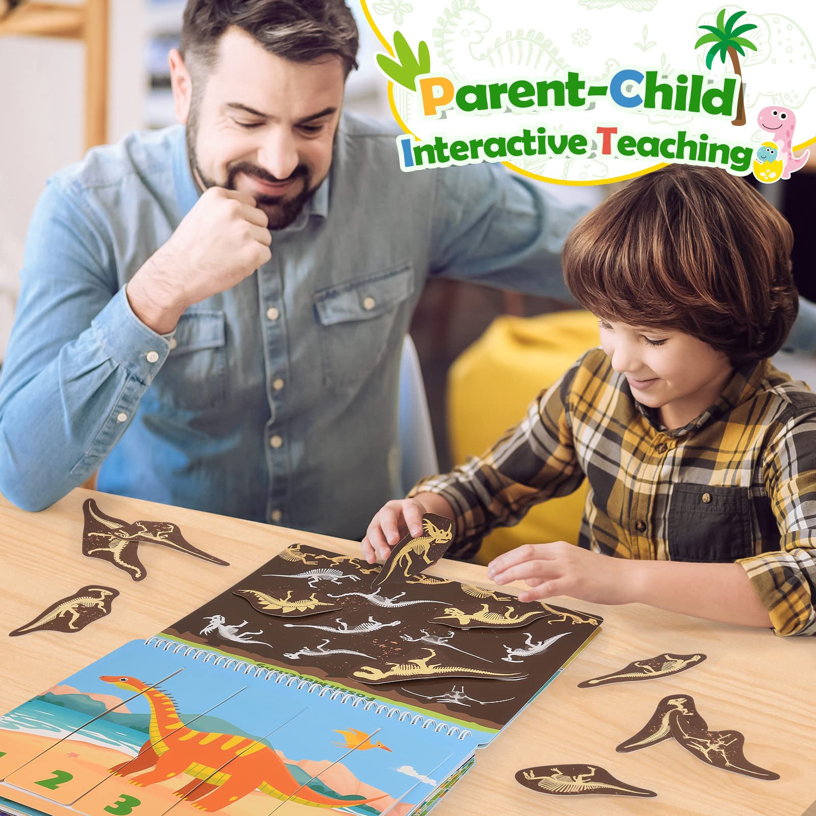 MDINGTD dinosaur busy book puzzle element invites problem-solving and logic.