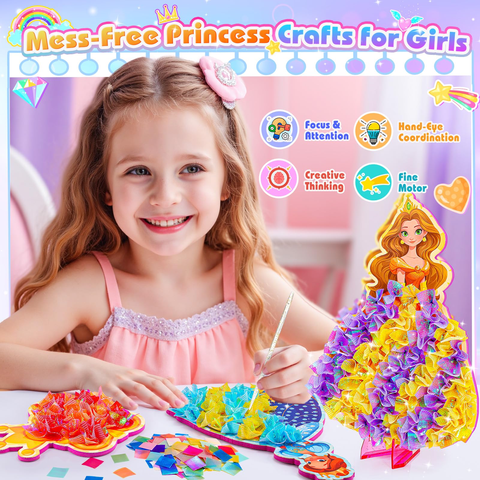 MDINGTD Princess craft fabric squares ready to color and mix.