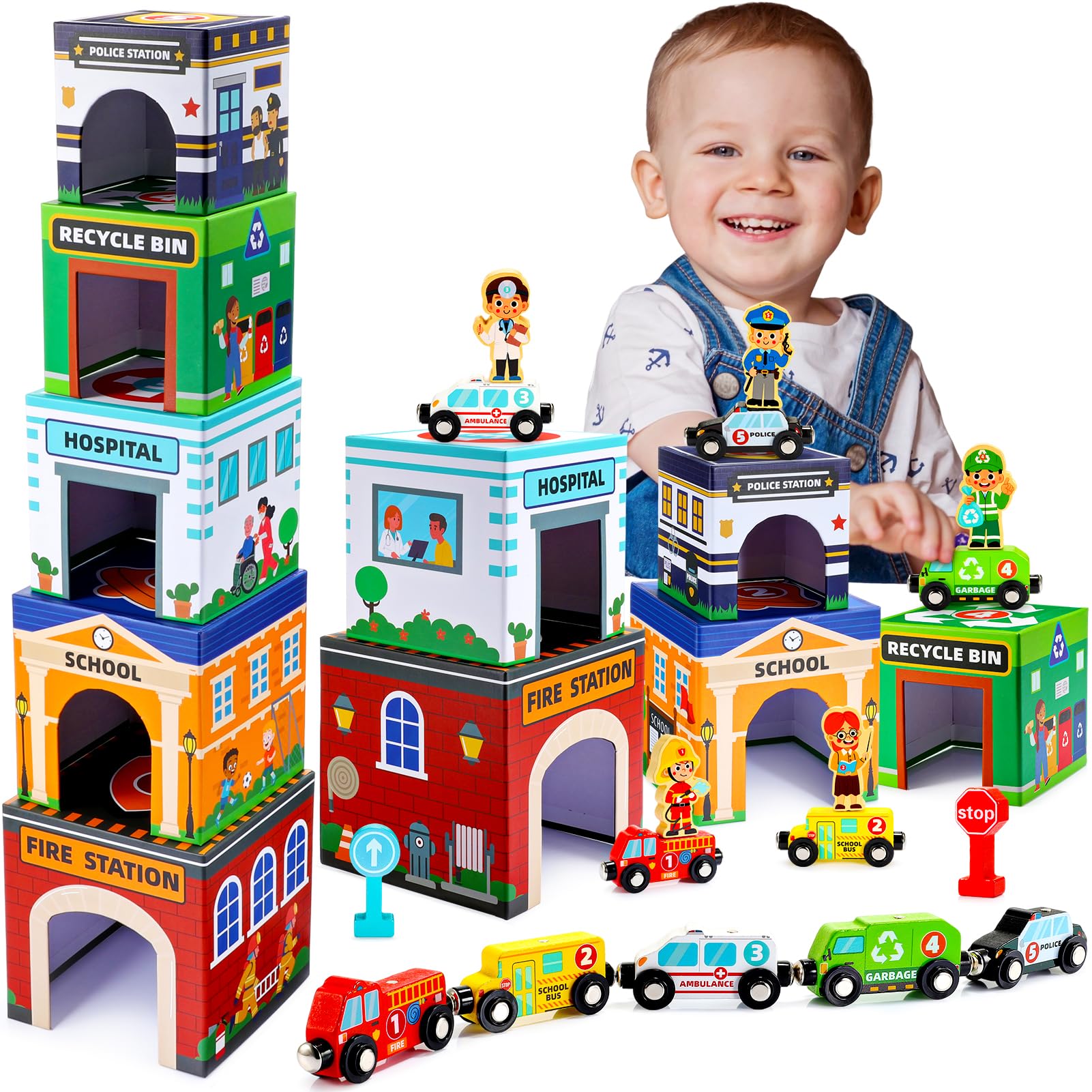 MDINGTD stack garages 5-pack encourages imaginative play with occupations