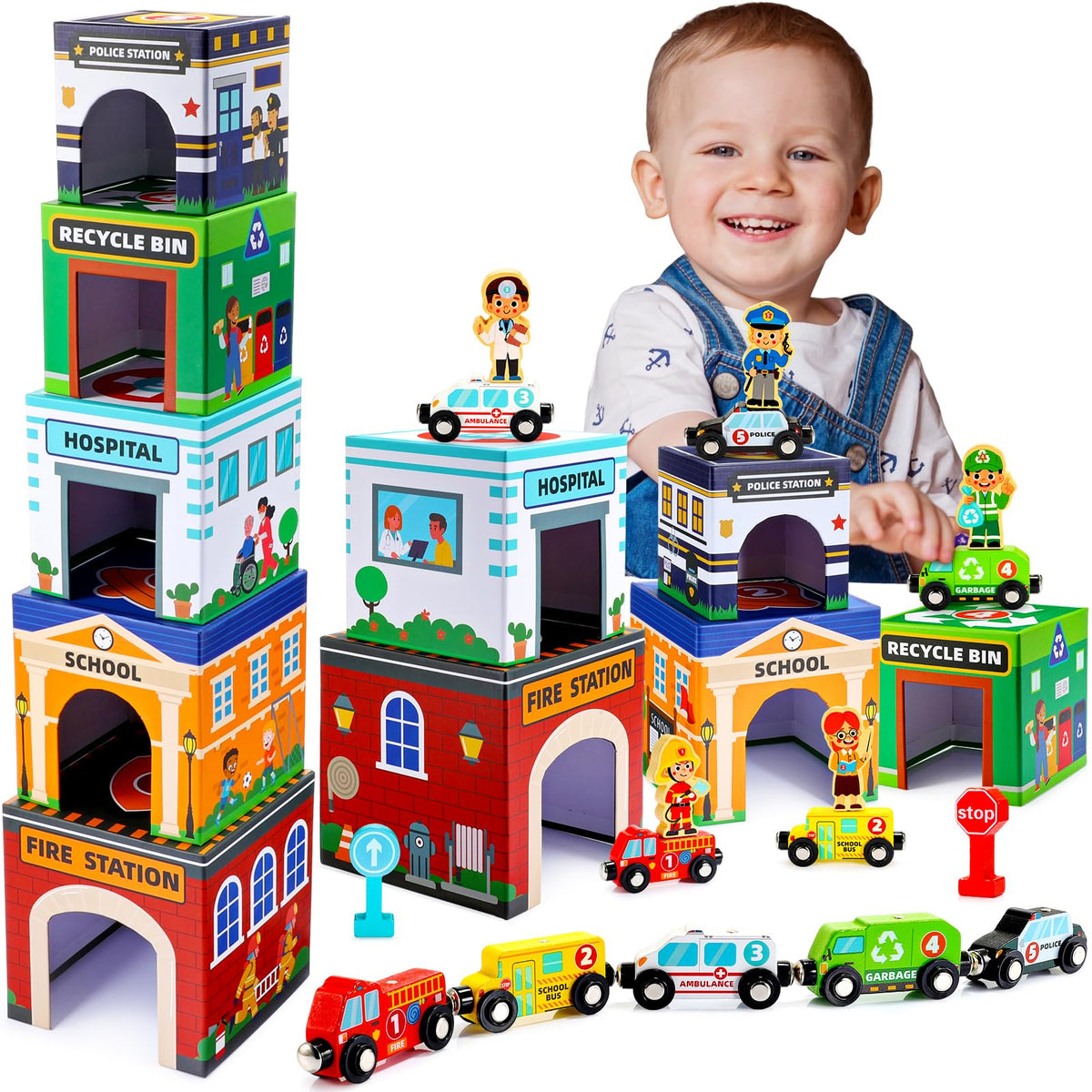MDINGTD stack garages 5-pack encourages imaginative play with occupations