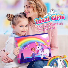 MDINGTD unicorn busy book arrives with a sturdy storage bag for portability