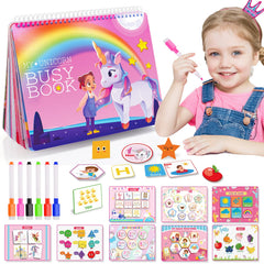 MDINGTD unicorn busy book cover featuring playful learning on the go