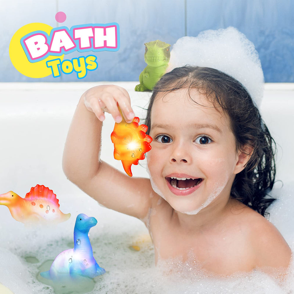 MDINGTD water-activated glow dinosaurs lighting up the bath