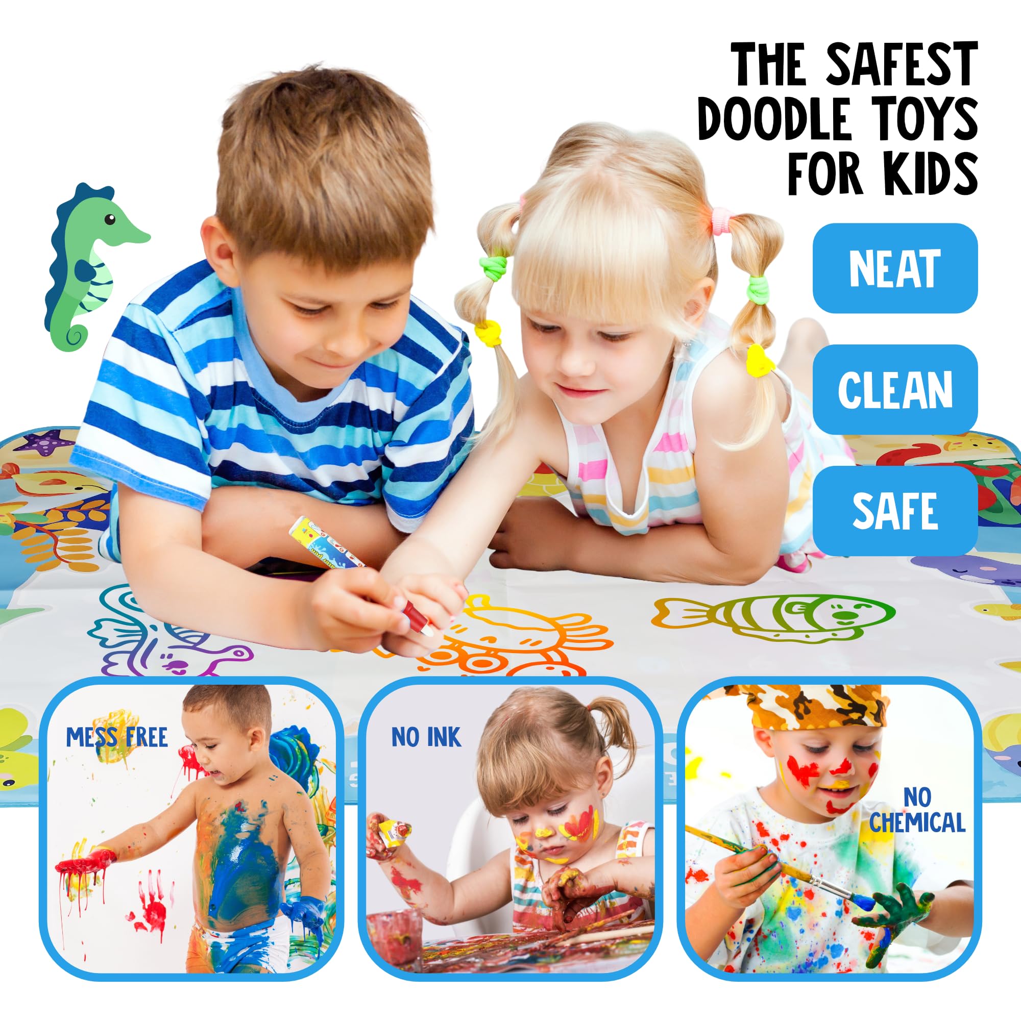MDLR Toys Water Doodle Mat folded for easy storage at home or travel.