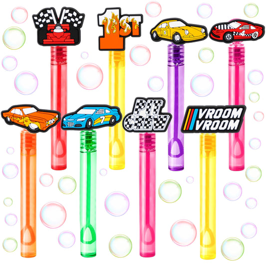 MDNHIO Race Car Bubble Wands packaged for instant party play and gifting