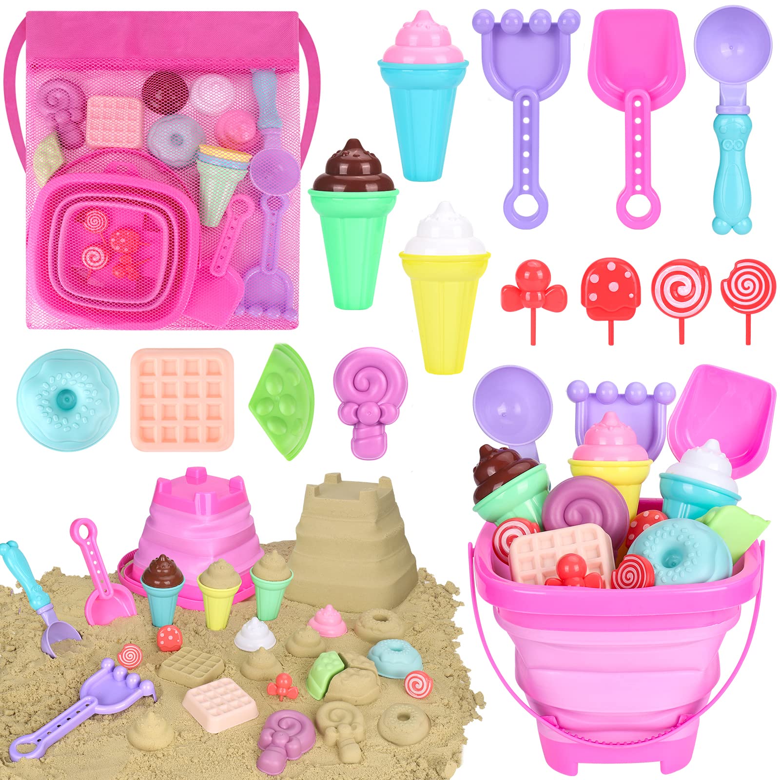 Meaicezli collapsible beach bucket ready for easy packing and beach play