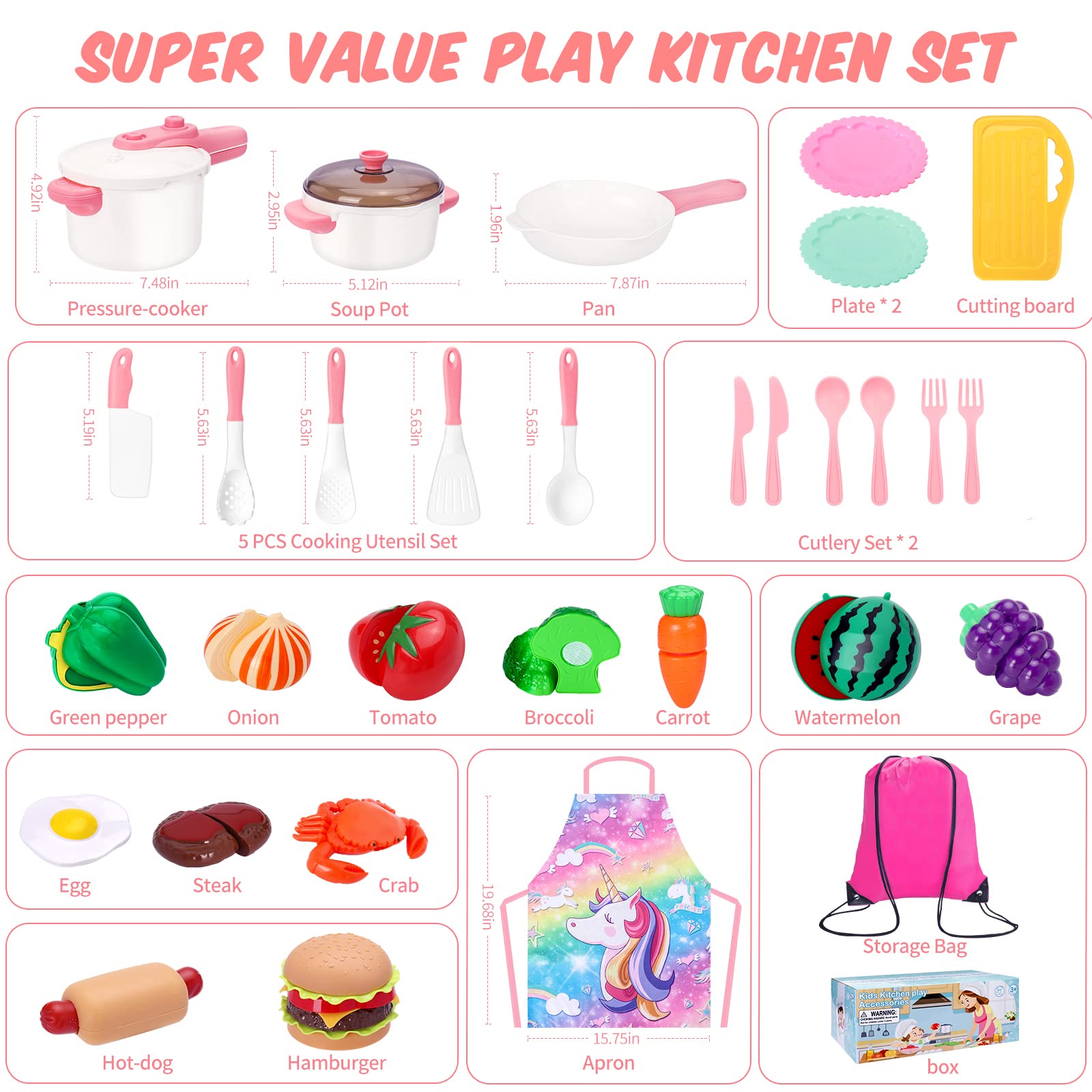 Meaicezli pink kitchen playset designed for children aged 3 to 6