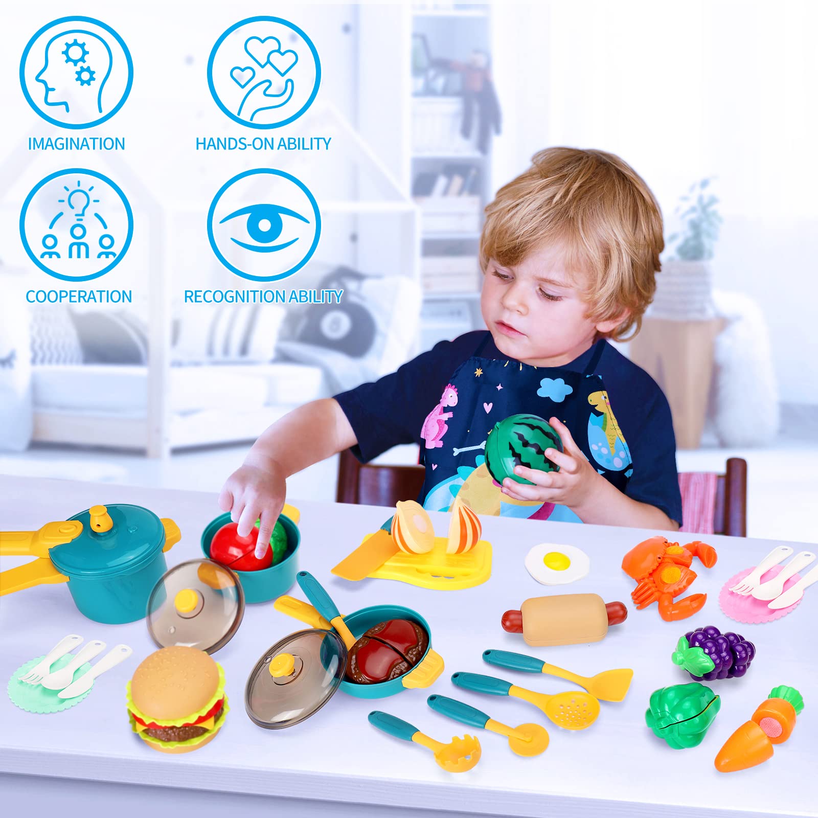 Meaicezli toy dishes and bowls for complete kitchen pretend play