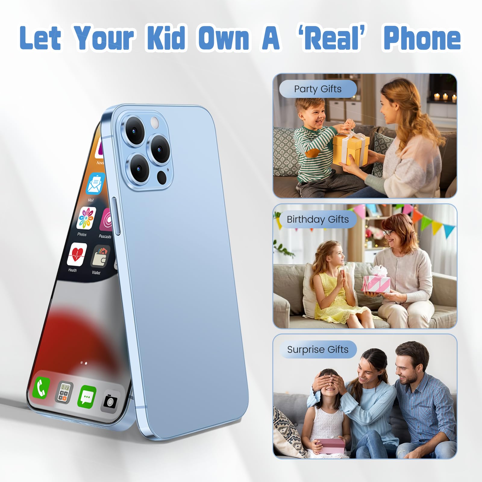 Pressable buttons and non-removable SIM slot provide tactile realism without risk.