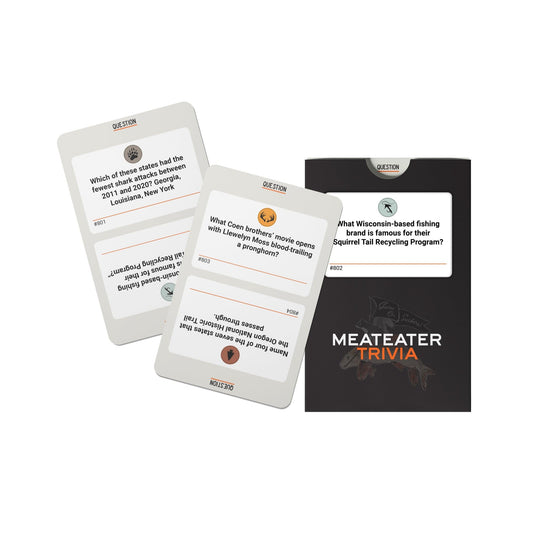 MeatEater Trivia Game at campfire night showcasing outdoor learning