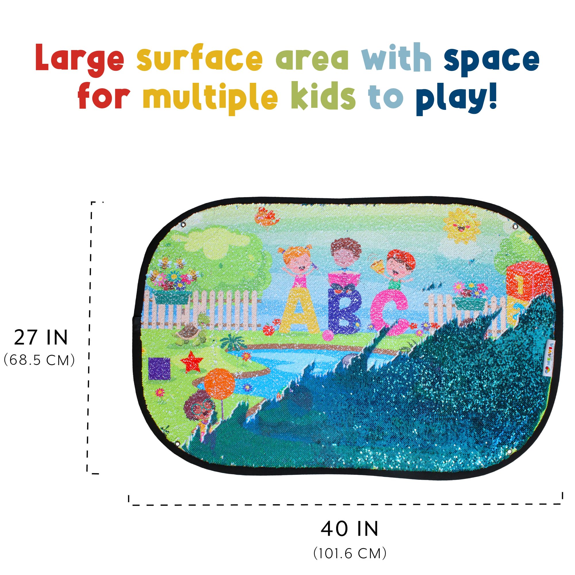 Carrying case included for Meavia giant sequins toy during travel.
