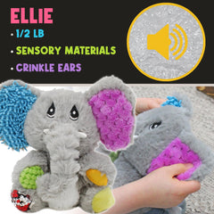 Ellie elephant with bead feet adding gentle weight