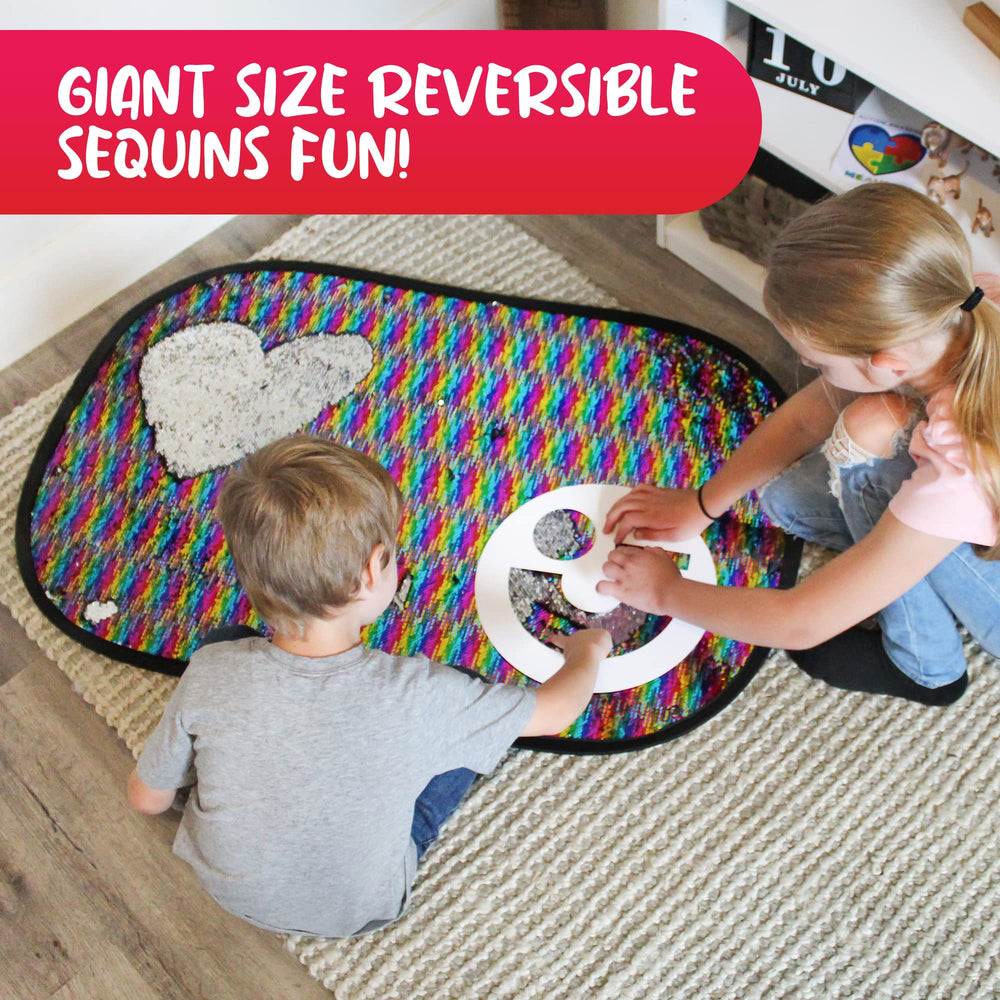 Meavia sequin mat with shape stencils sparks creative, hands-on pattern design.