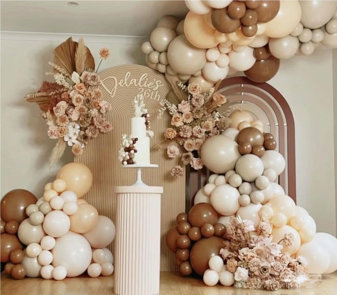 MEBAY 12-inch camel-apricot-white balloons for versatile event decor