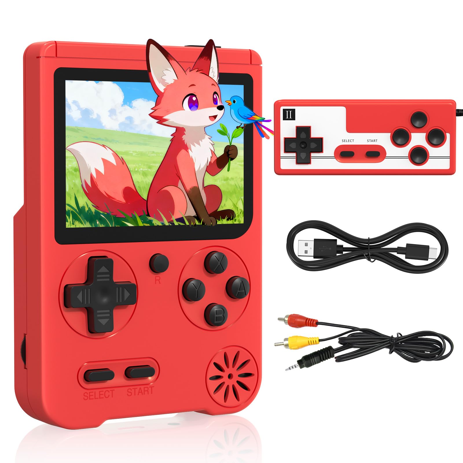 Medoque handheld console front view with 500 built in games for retro fun