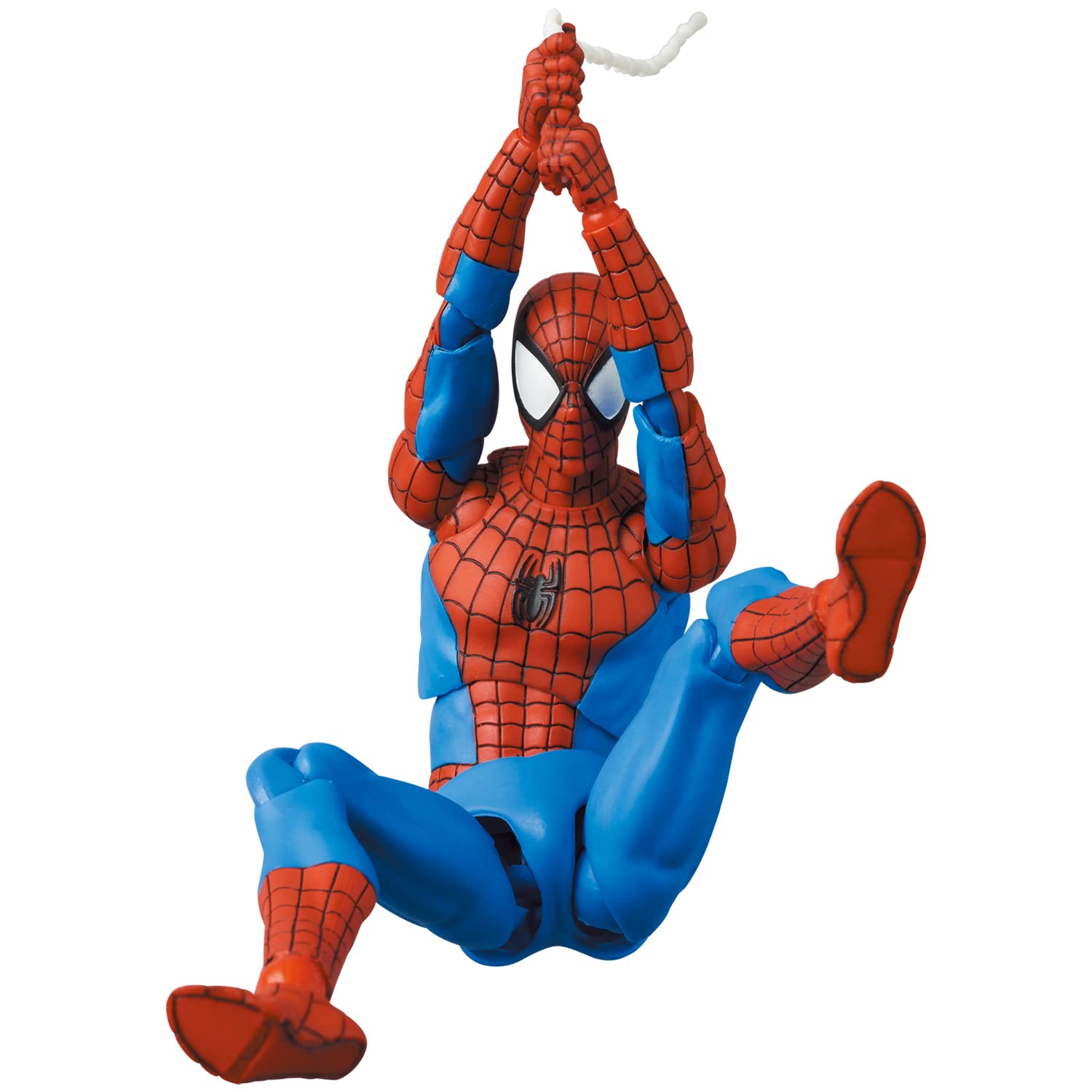 Medicom MAFEX Spider-Man classic front view showing bold color and pose-ready articulation.