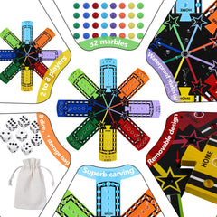 Medikaison Splicing Wahoo wooden marbles roll smoothly on a colorful board.