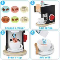 Medoga coffee maker toy packaging presents a gift-ready set for birthdays or holidays.