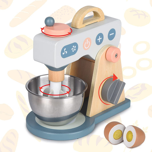 Medoga wooden mixer with baking ingredients sparks creative pretend baking.