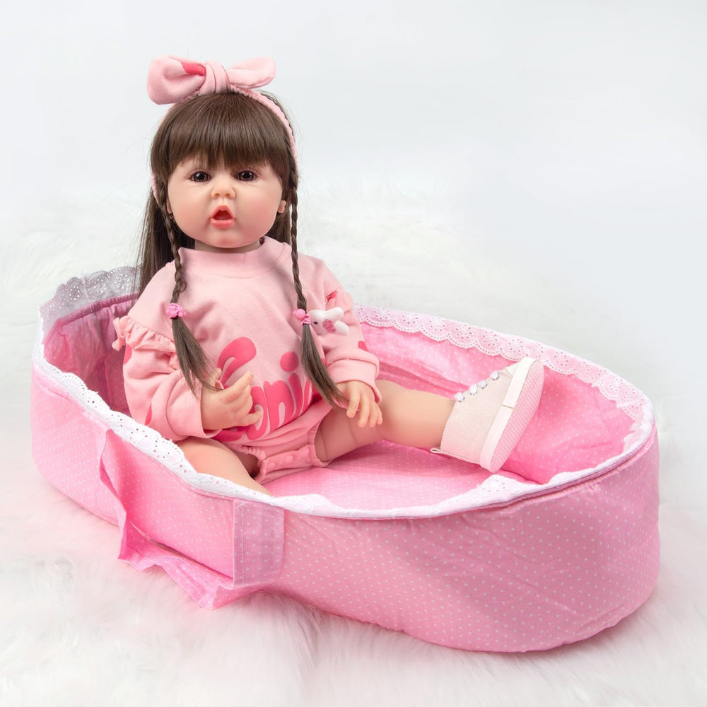 Medylove foldable cradle with pink dots, easy storage after play