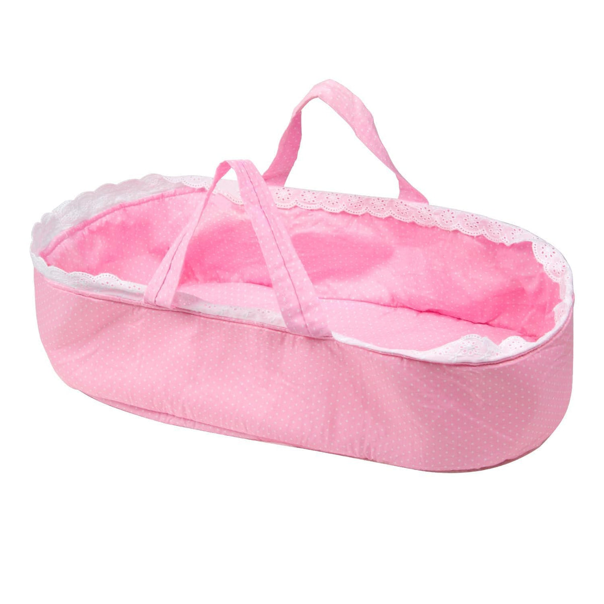 Medylove reborn doll cradle with pink dots for portable playtime