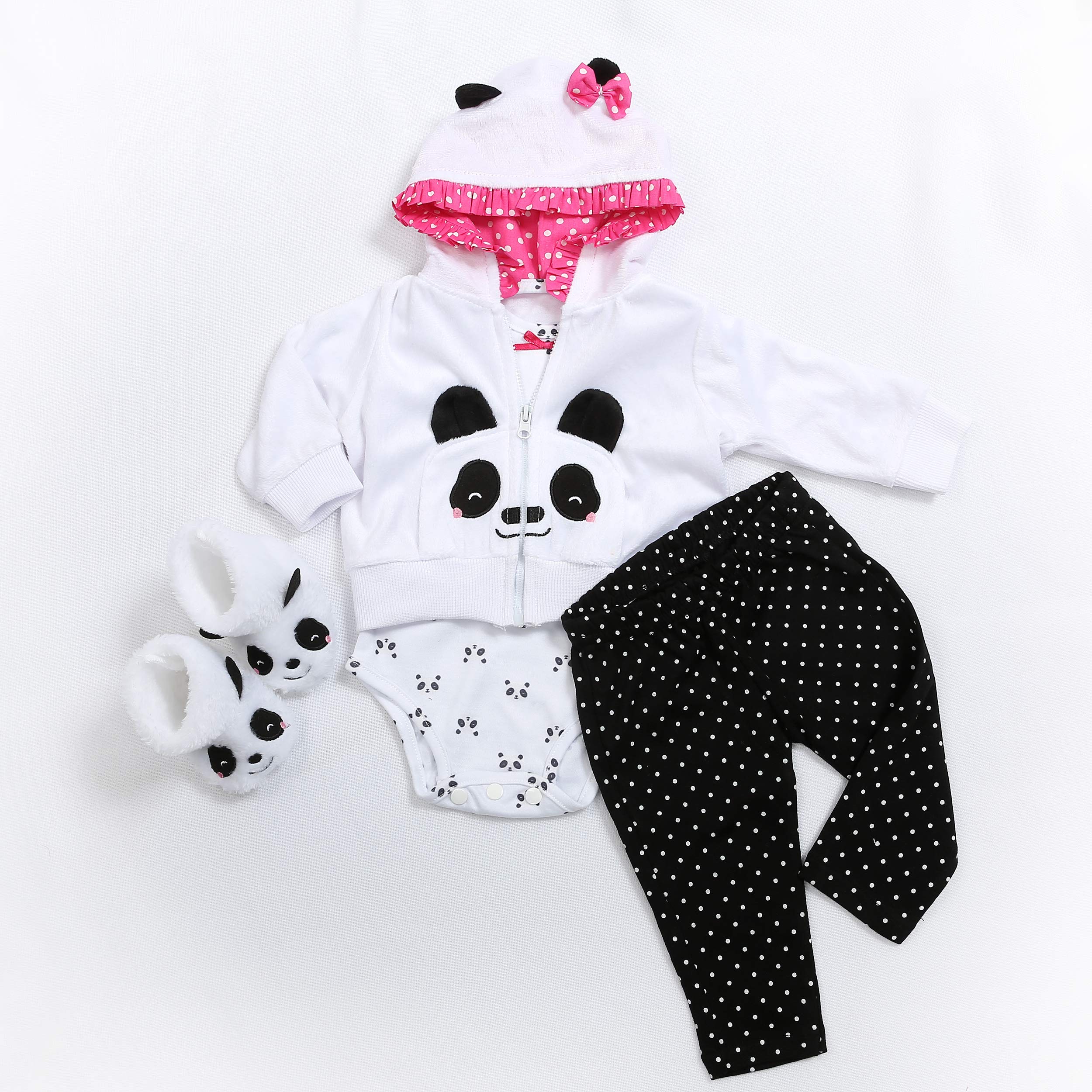 Medylove panda doll portrait showcases the 22-inch doll in a charming outfit.