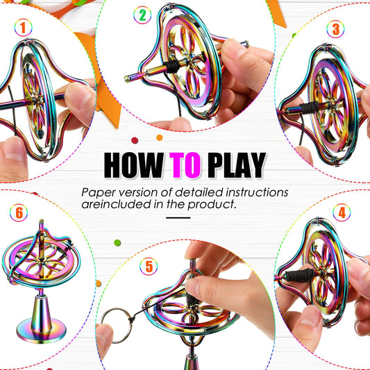 Meekoo gyroscope toy stainless steel shaft enables smooth rotation.